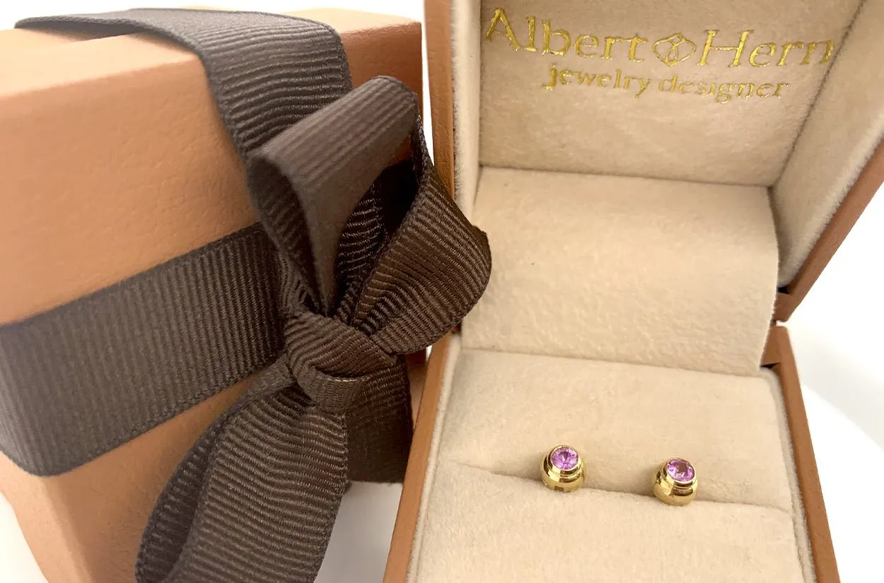 Mini Earrings 14kt Gold Pink Sapphire Studs