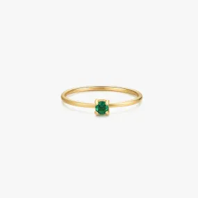 Mini Single Green Gem Ring in Gold