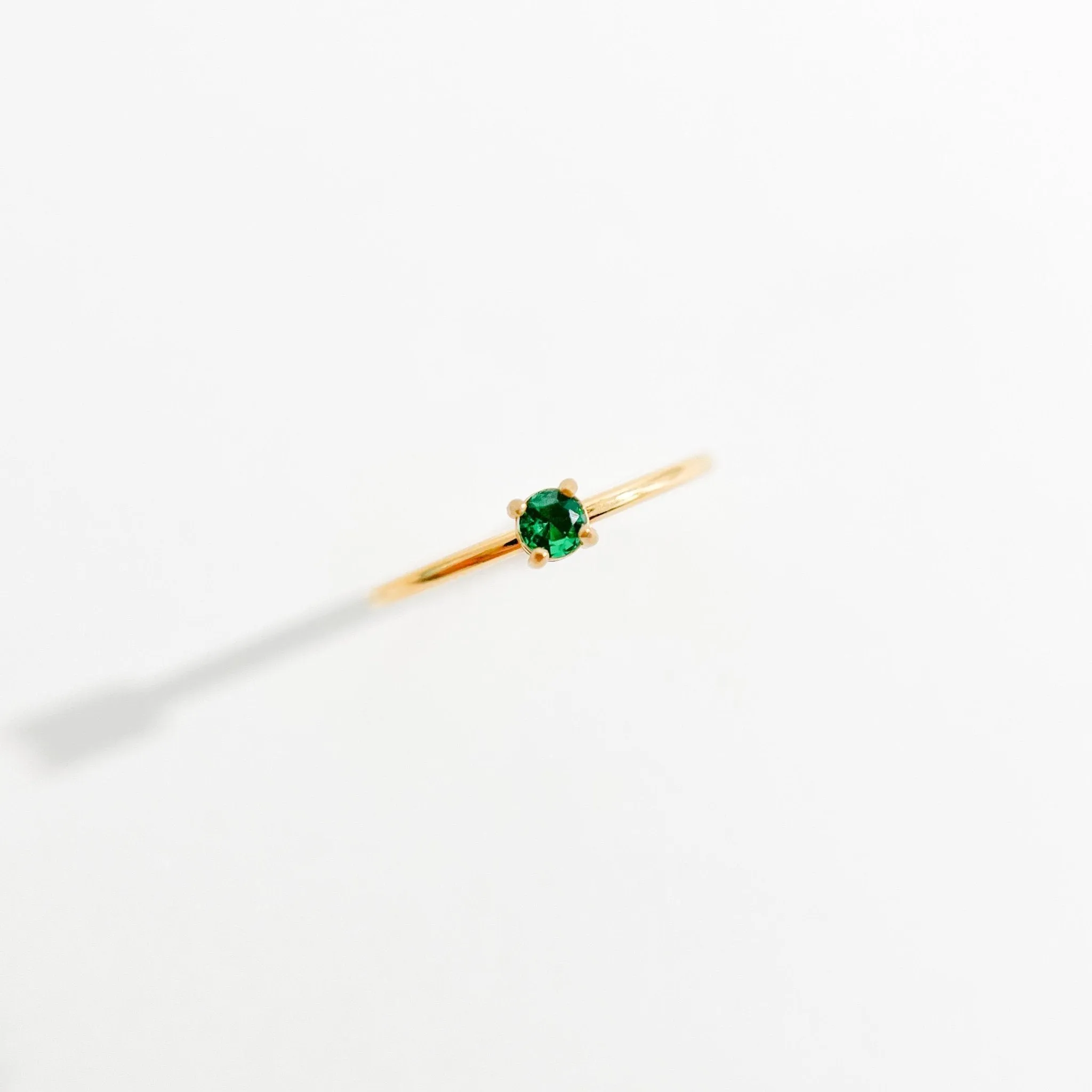 Mini Single Green Gem Ring in Gold