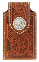 Nocona Tooled Concho Leather Phone Case