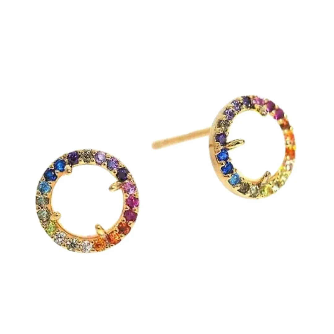 Opal Center Rainbow Studs