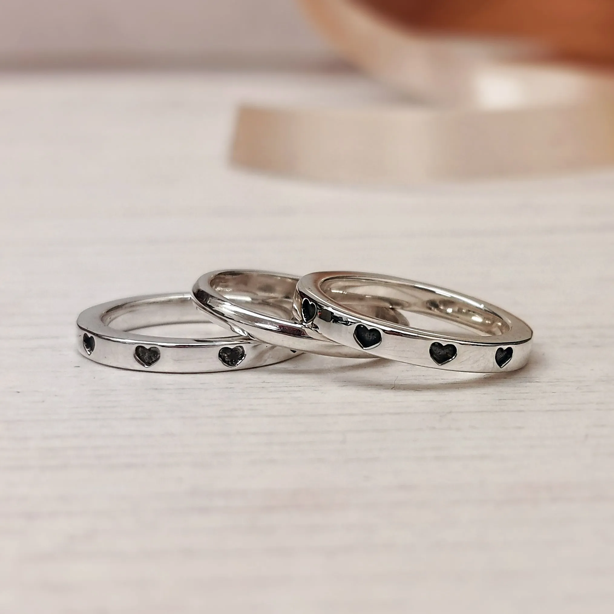 Original Heart Stacking Ring Set - Silver Middle