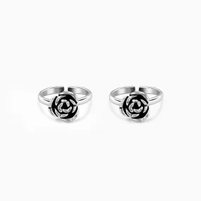 Oxidised Silver Rose Toe Rings