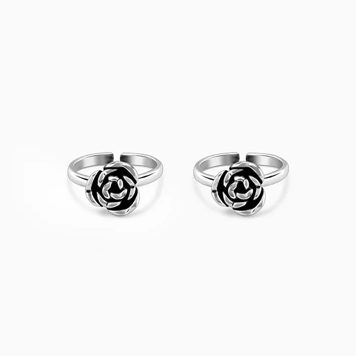 Oxidised Silver Rose Toe Rings