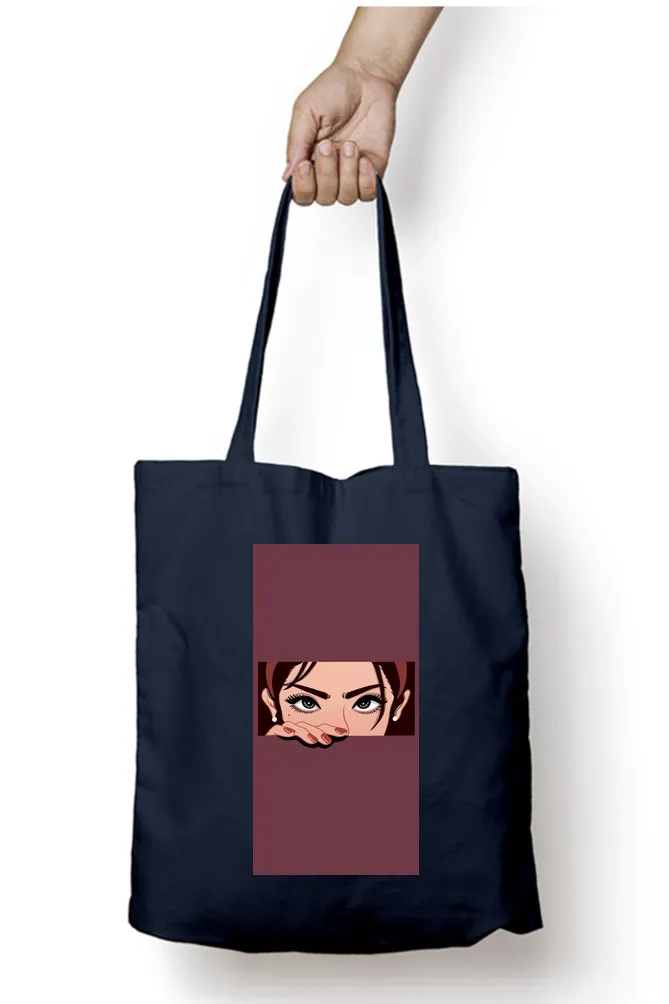 Peeping Girl Abstract Tote Bag