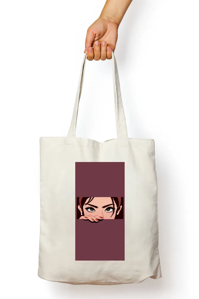 Peeping Girl Abstract Tote Bag