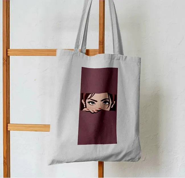 Peeping Girl Abstract Tote Bag