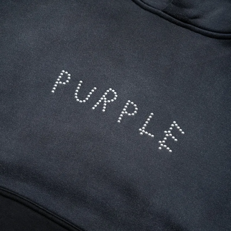 Purple Brand Studded Scratch Hoodie - Black