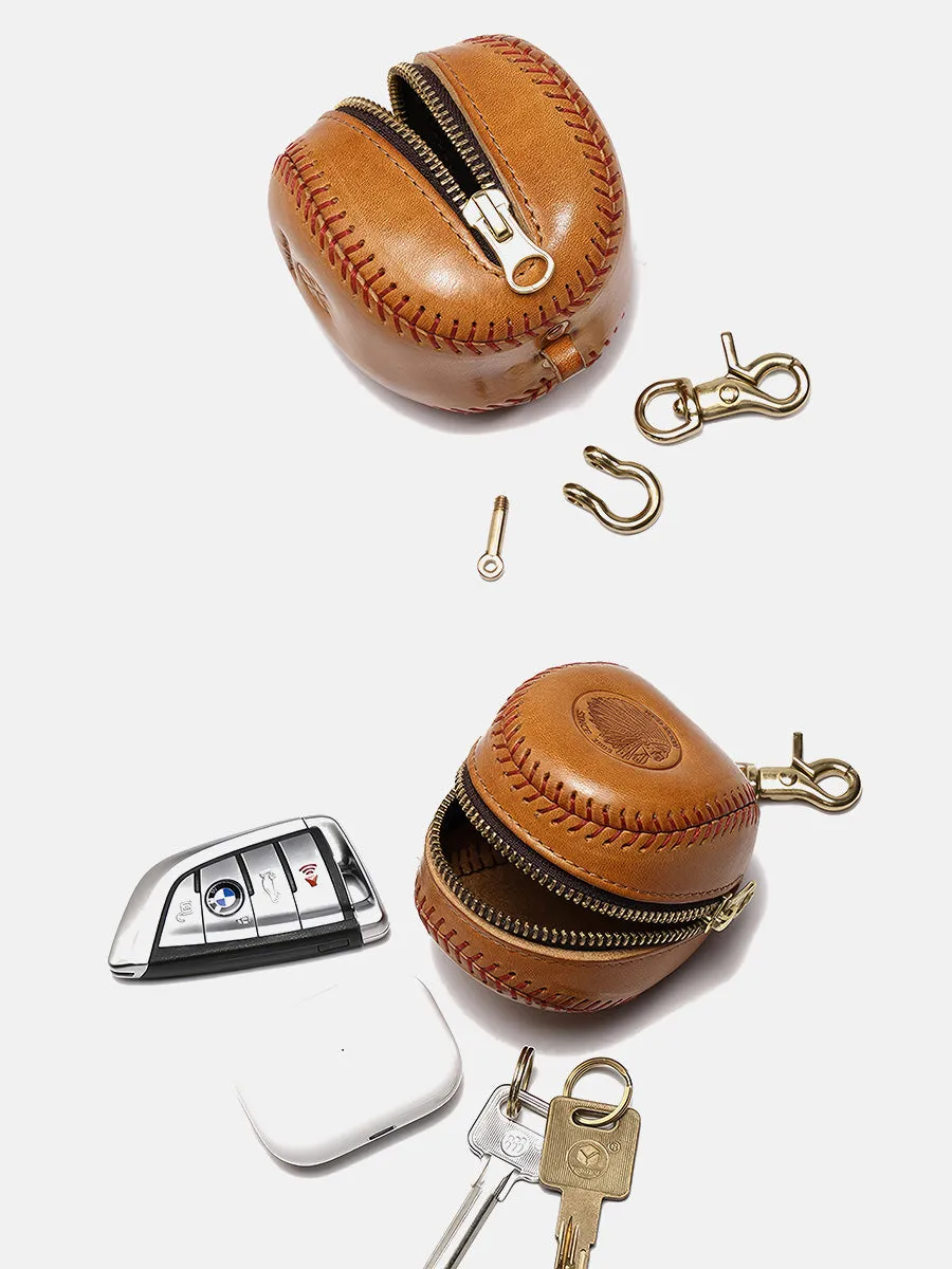 Retro Handmade Baseball Shape Leather Pouch