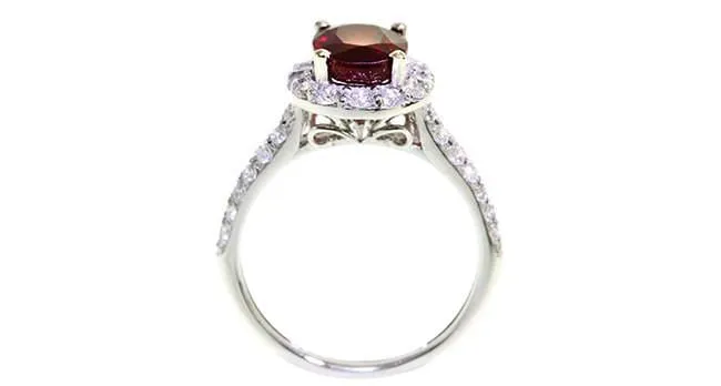 Ruby Ring 2.19ct 18k white gold with Diamonds