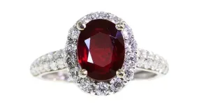 Ruby Ring 2.19ct 18k white gold with Diamonds