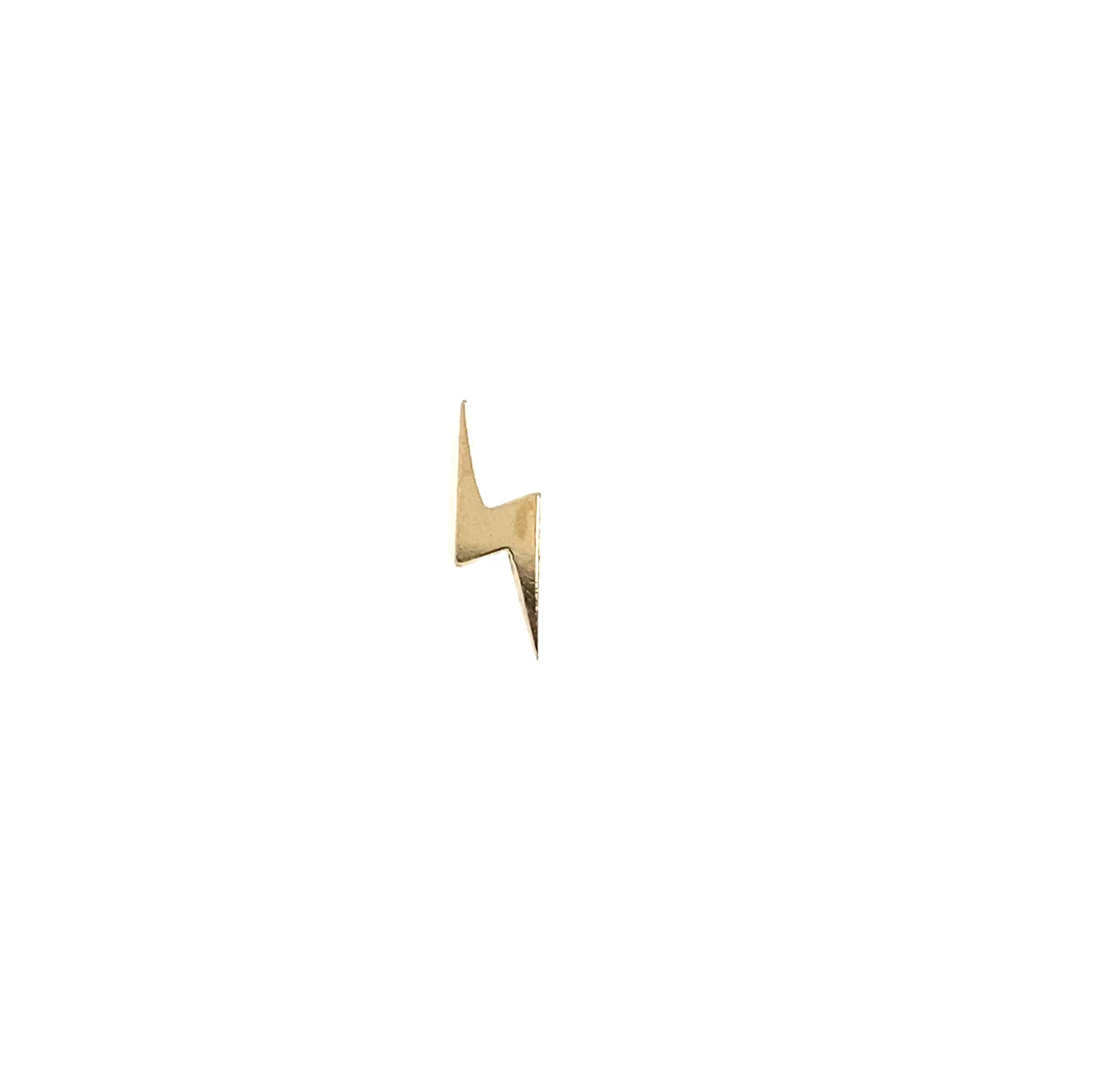 Single Gold Lightning Bolt Stud with Flat Backing