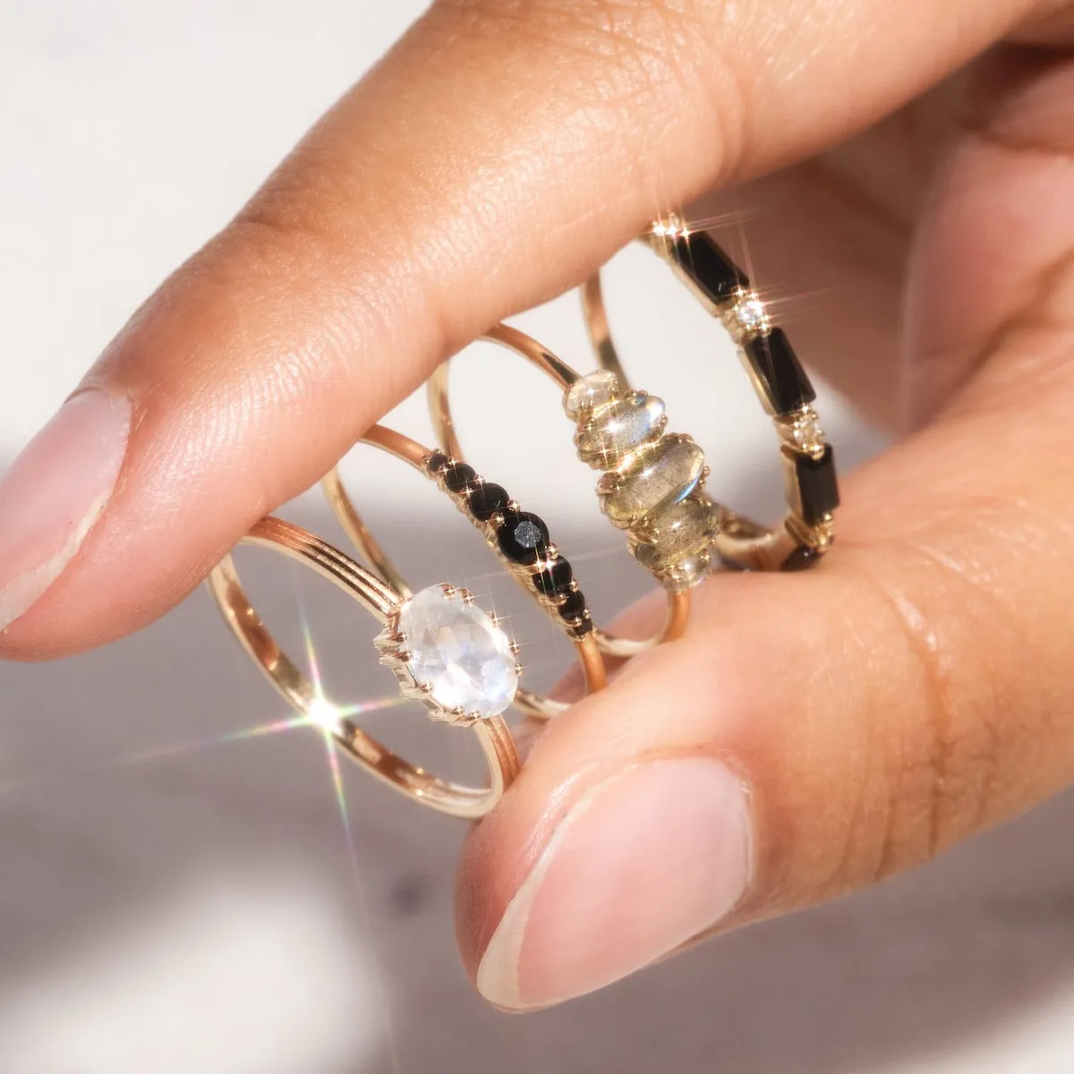 Solid Gold Oval Cut Moonstone Ring