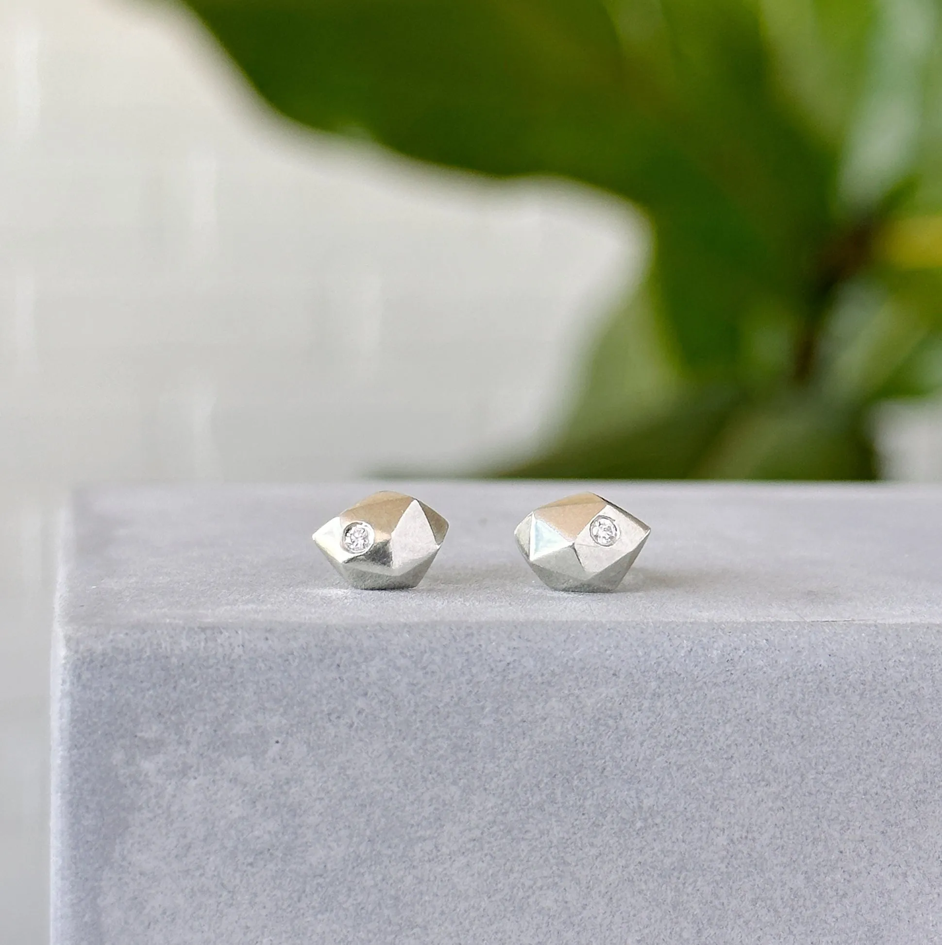 Tiny Fragment Diamond Stud Earrings