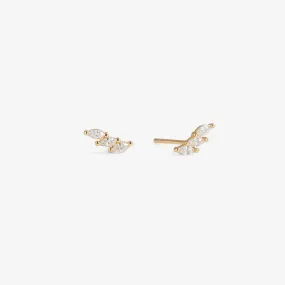 TRIPLE ALIGNED ZIRCONIA STUDS Gold