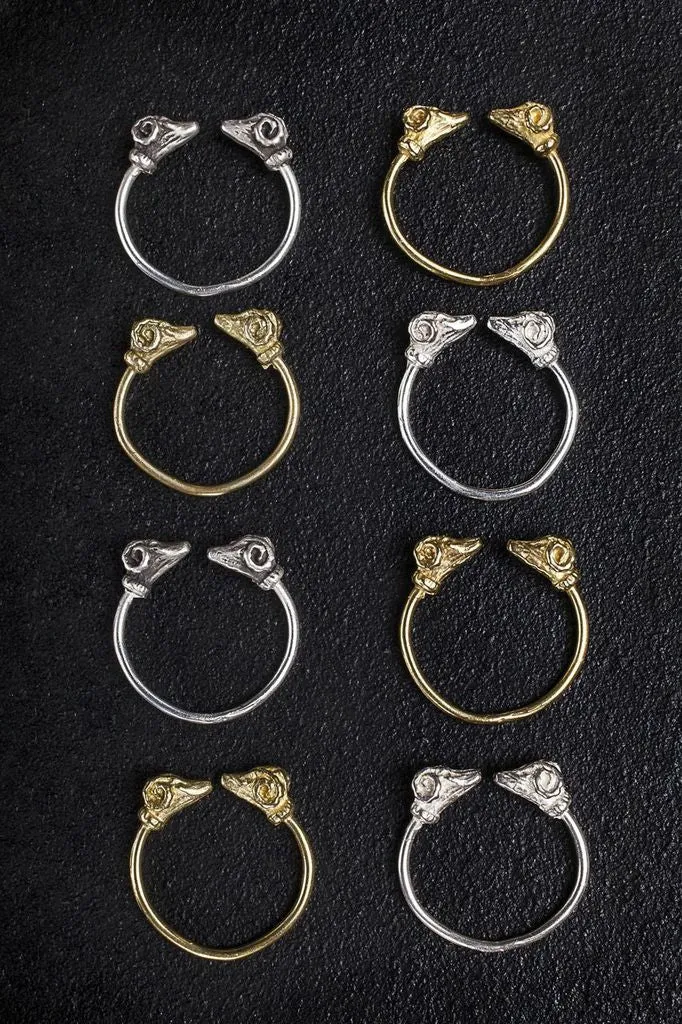 Twisted Horn Rams Head Rings