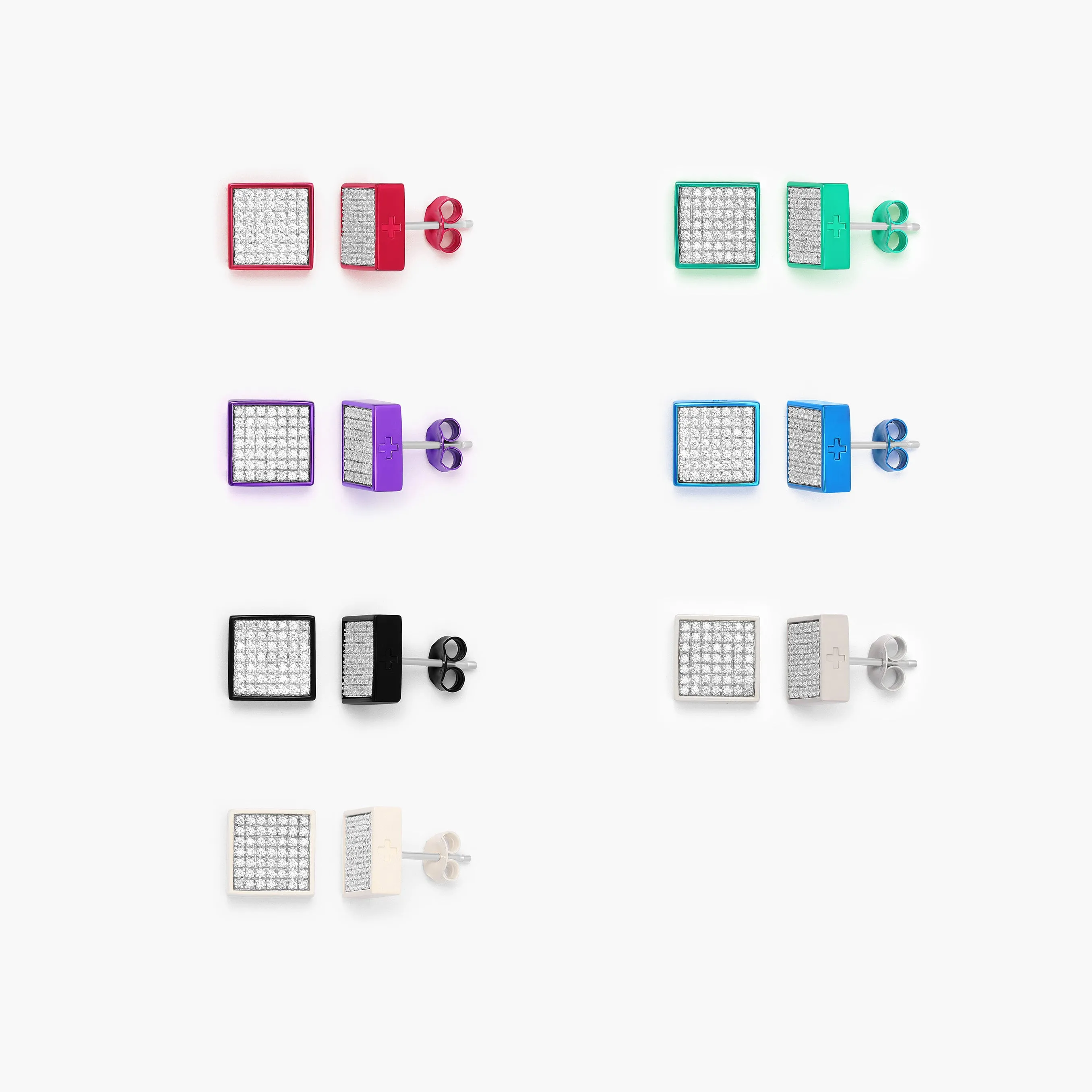 Two-Tone Essentials: Square Studs Earrings (7 PACK)