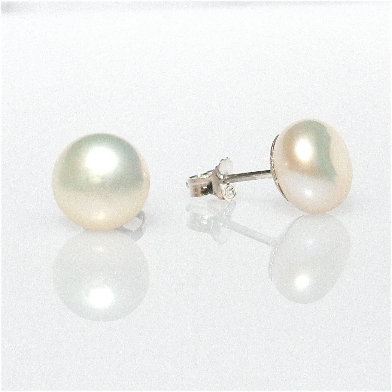 White Pearl Studs 8mm