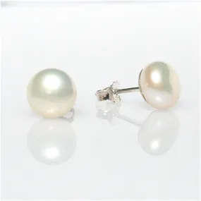 White Pearl Studs 8mm