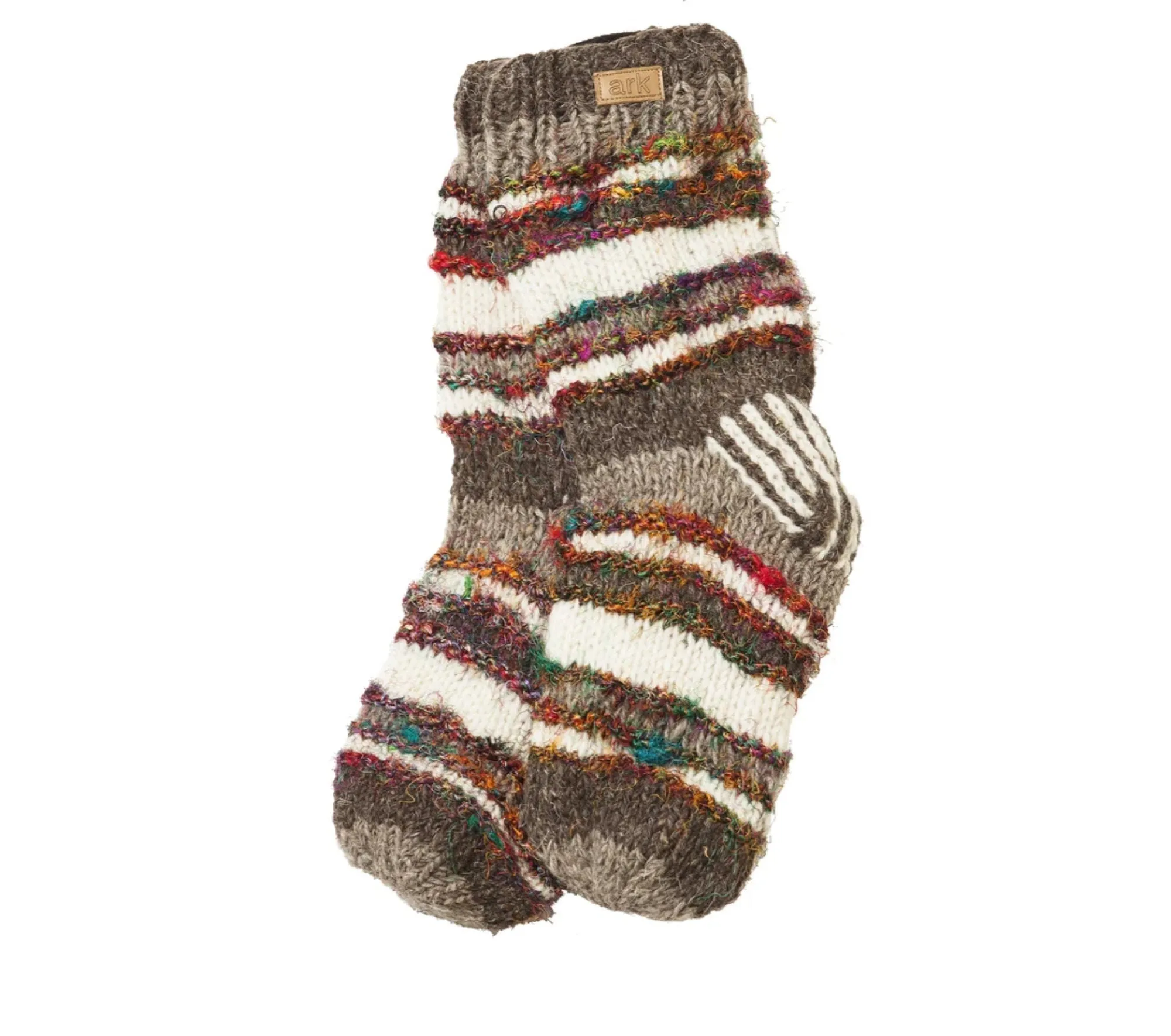 Winter Wool Socks, Wool slippers, Mens or Womens Fleece Lined inside Natural, white and brown